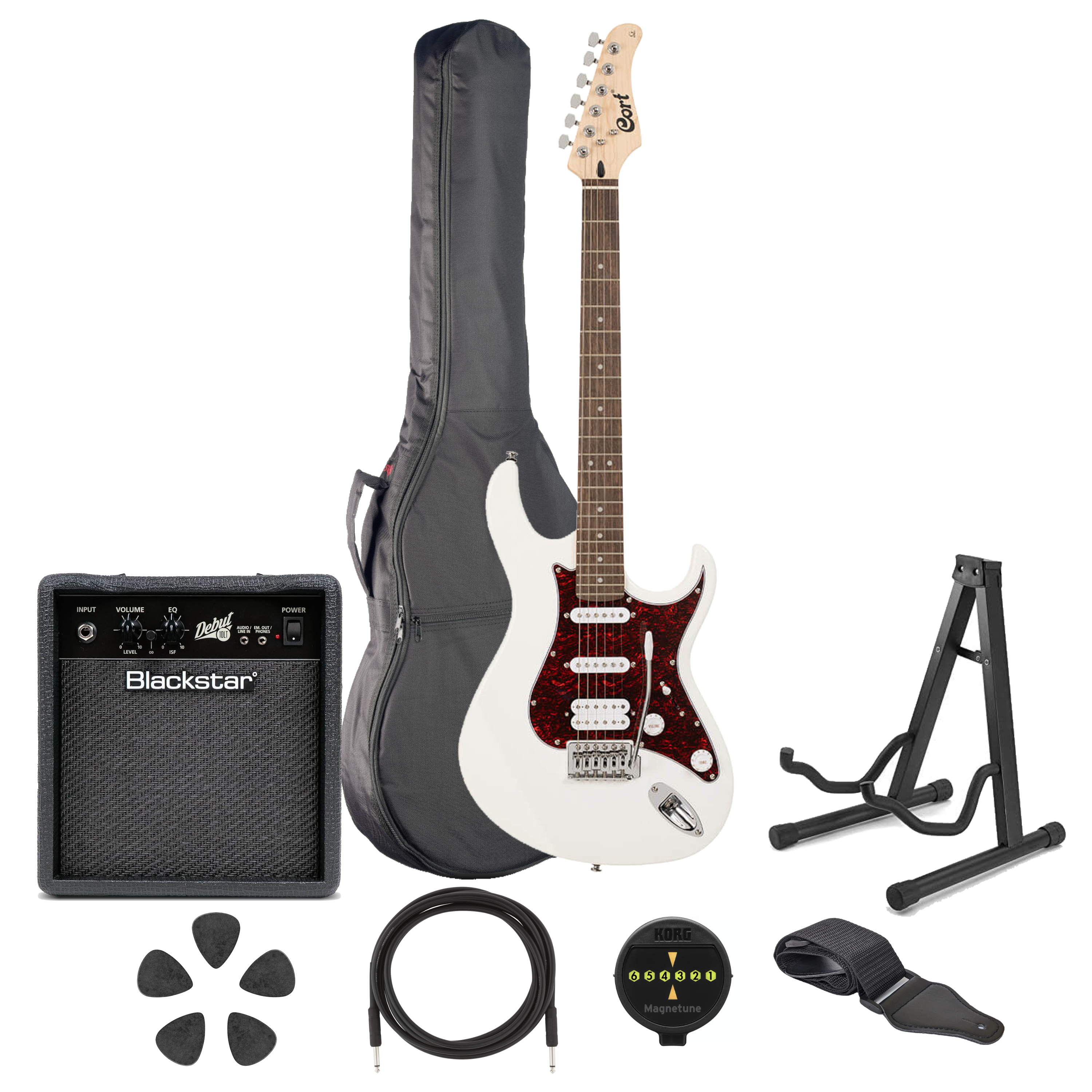 Cort G115SE in White, Electric Guitar, Bundle - Fair Deal Music