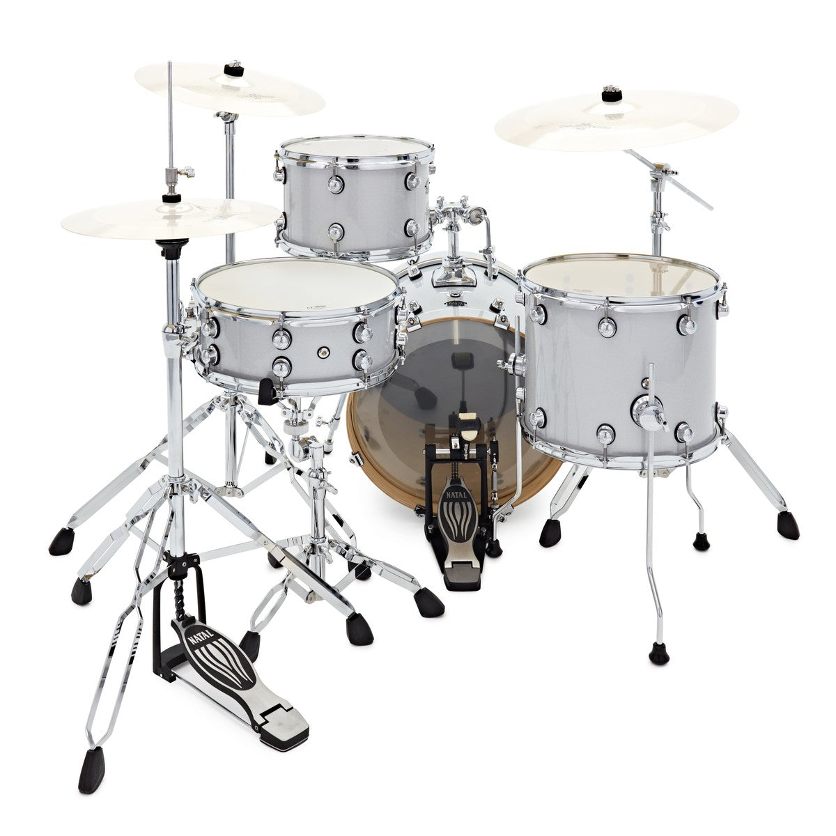 Natal Arcadia Poplar 18'' Drum Kit w/Hardware, White Sparkle - Fair Deal Music