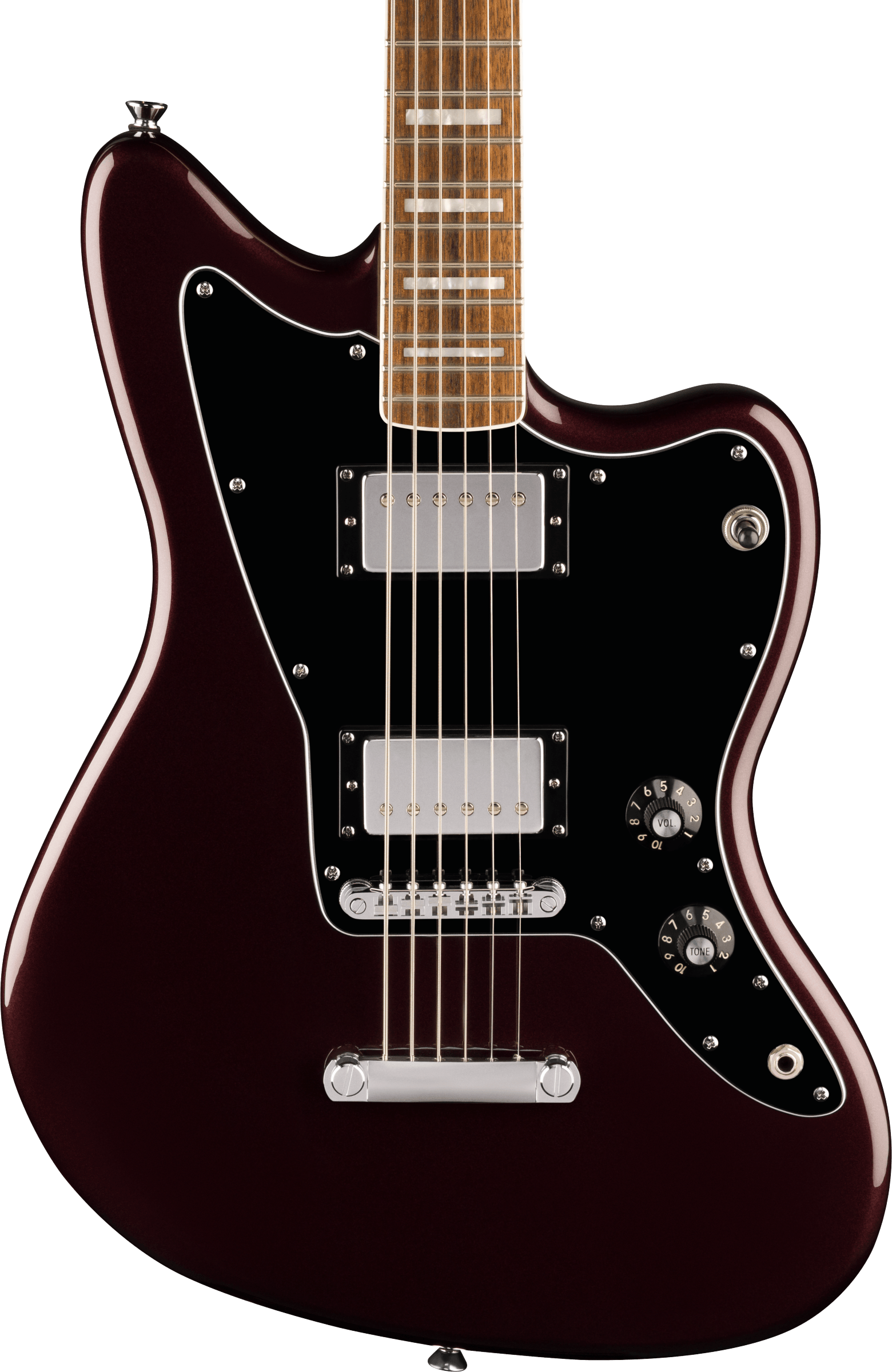 Squier Paranormal Baritone Jazzmaster® HH, Laurel Fingerboard, Black Pickguard, Oxblood - Fair Deal Music