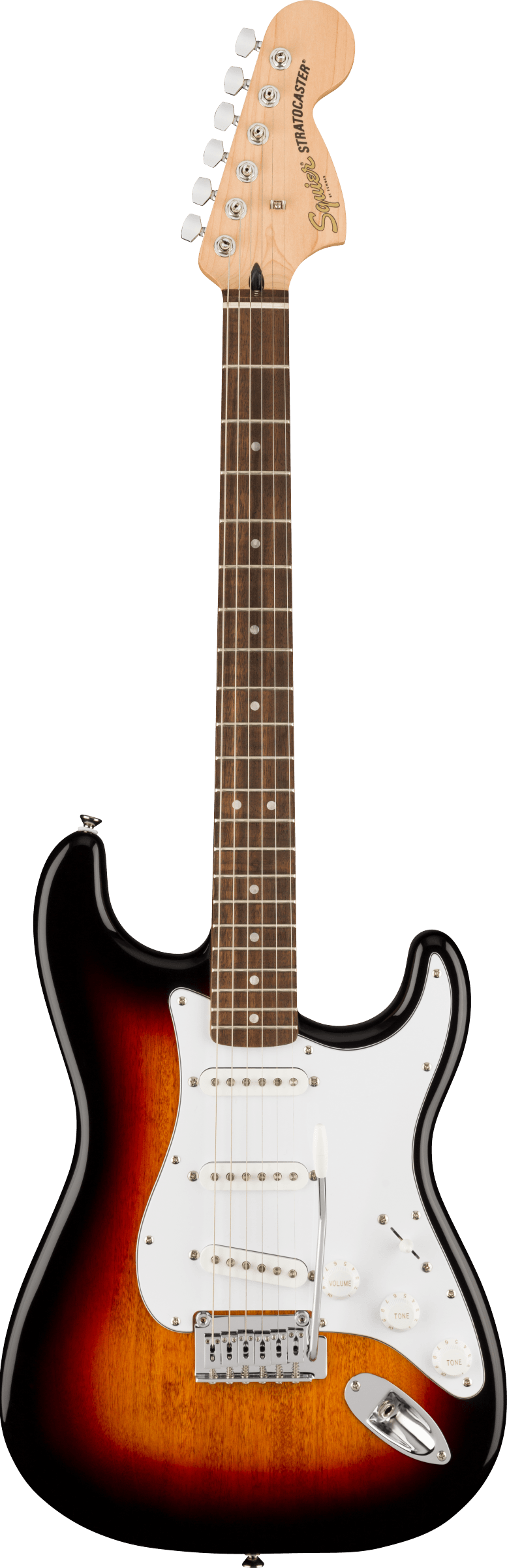 Squier Affinity Series® Stratocaster®, Laurel Fingerboard, White Pickguard, 3-Color Sunburst - Fair Deal Music