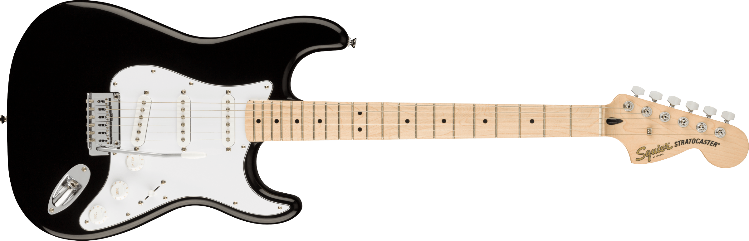 Squier Affinity Series® Stratocaster®, Maple Fingerboard, White Pickguard, Black - Fair Deal Music
