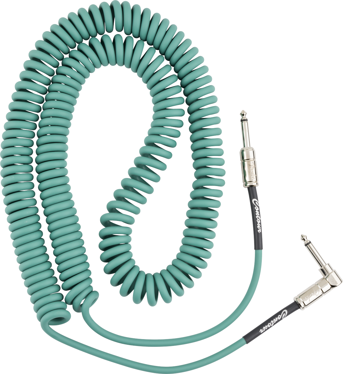 Fender Contour Series Coiled Instrument Cable, 30ft Sherwood Green - Fair Deal Music