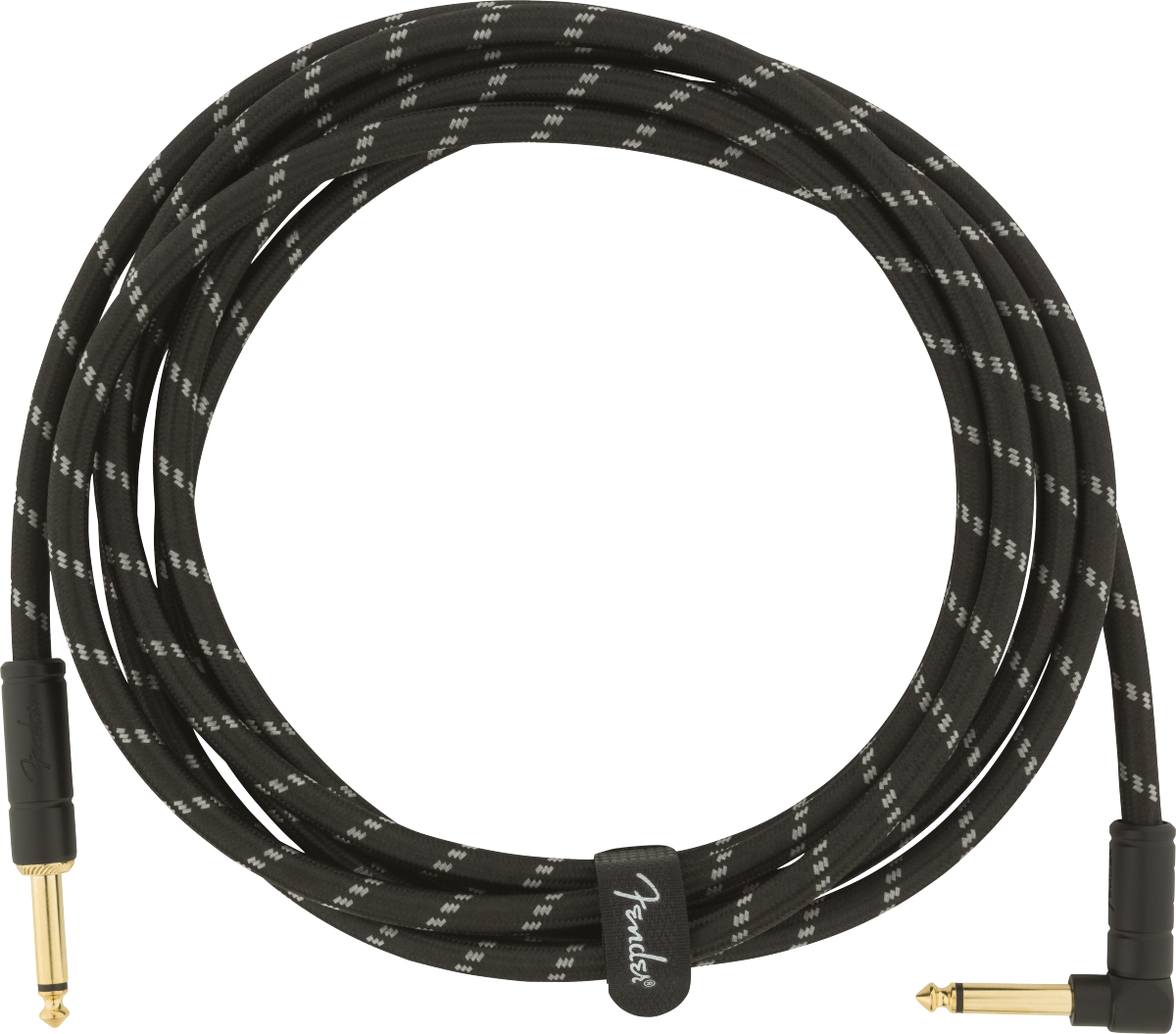 Fender Deluxe Series 10' Instrument Cable, Straight / Angled, Black Tweed - Fair Deal Music