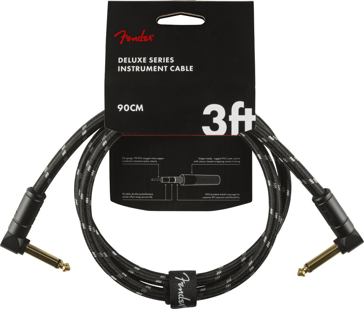 Fender Deluxe Series Instrument Cable 3' in Black - Fair Deal Music