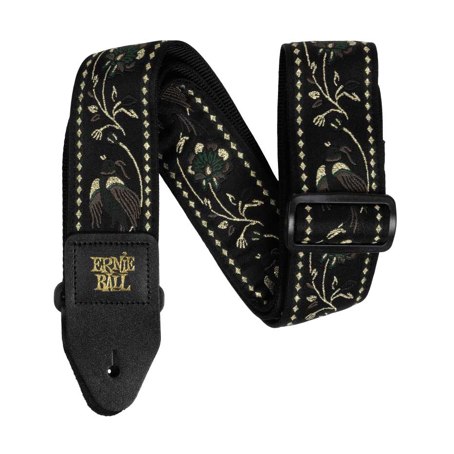 Ernie Ball Jacquard Black Pleasant Pheasant Strap - Fair Deal Music
