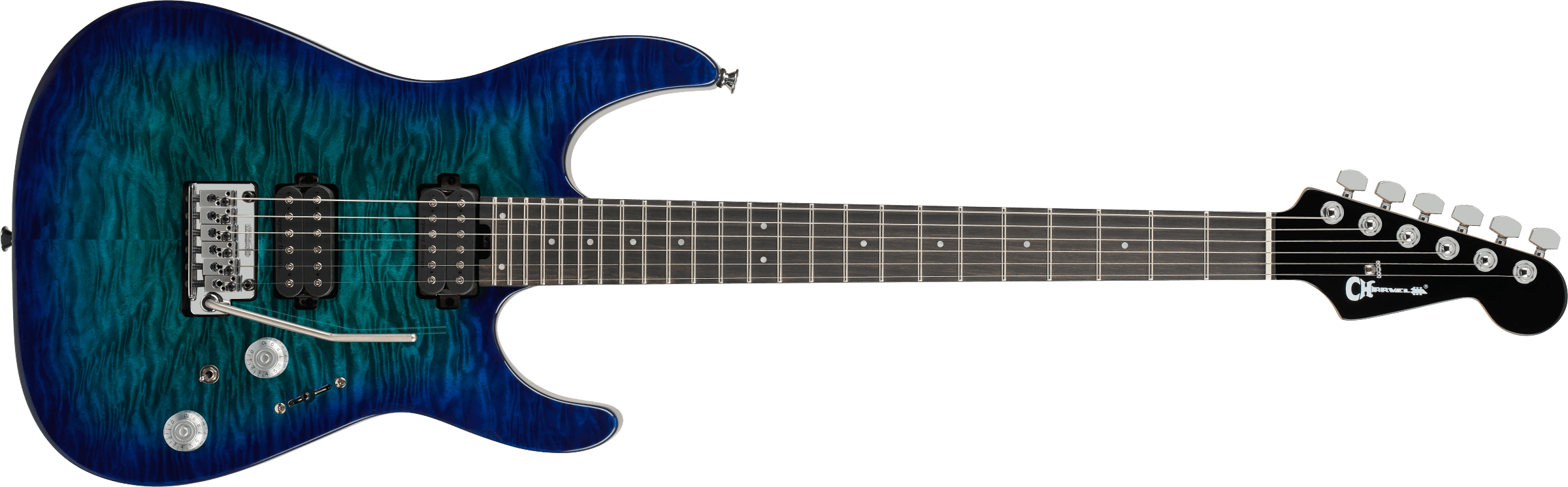 Charvel Pro-Mod Plus DK24 HH 2PT EB QM, Ebony Fingerboard - Chlorine Burst - Fair Deal Music