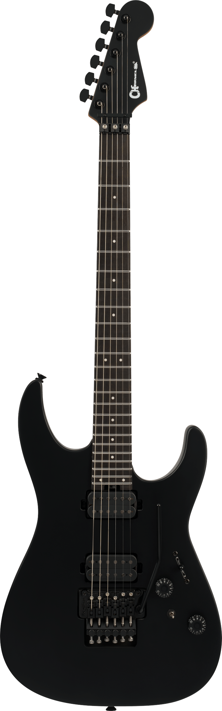 EMBARGO 19/8/2026 Charvel Pro-Mod Plus Dinky® DK24 HH FR EB, Ebony Fingerboard - Satin Black - Fair Deal Music