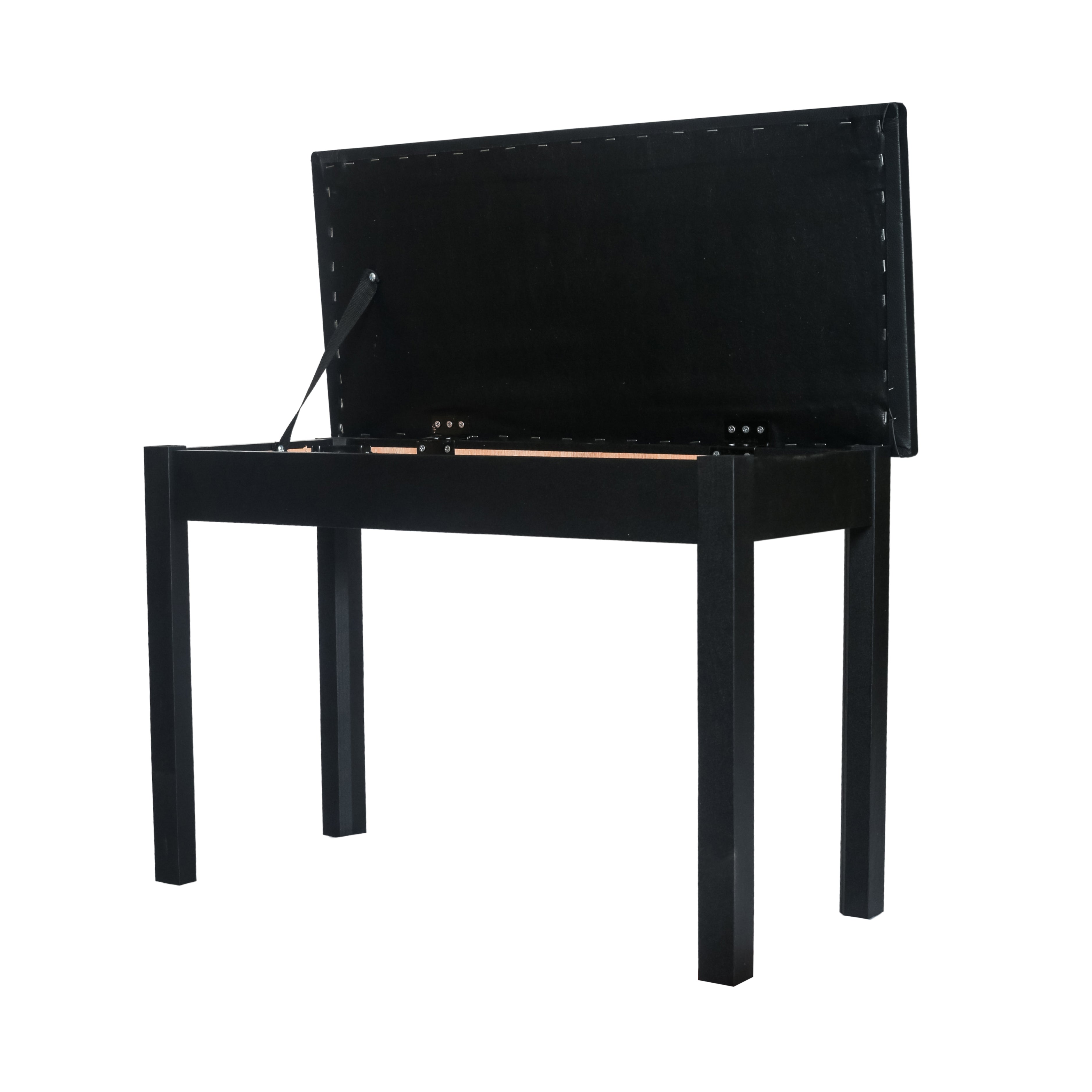Duet Piano Bench with Storage and Plain Top in Satin Black - Fair Deal Music
