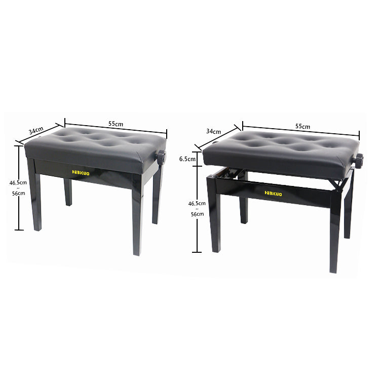 Adjustable Piano Bench with Buttoned Top in Satin Black - Fair Deal Music