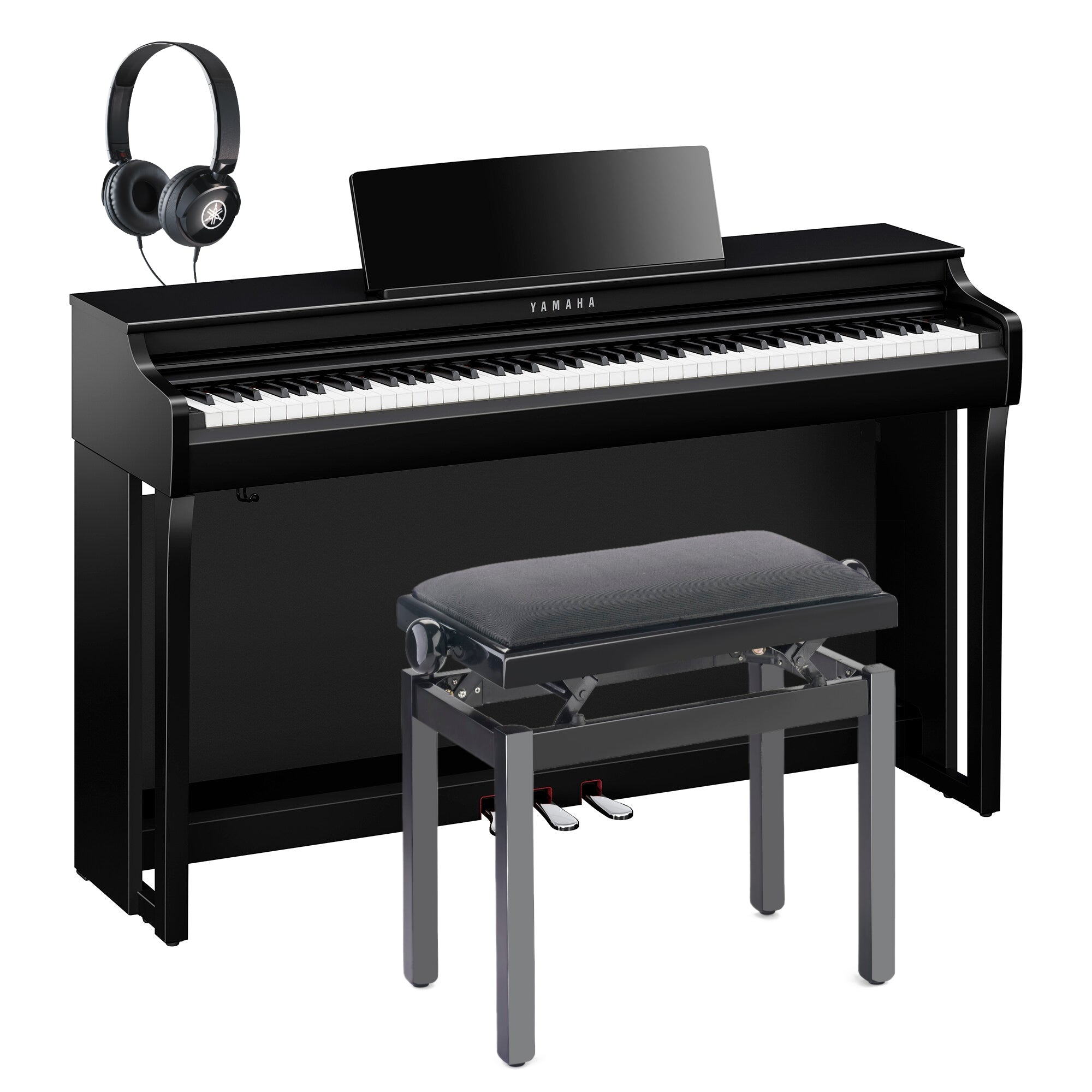 Yamaha CLP-825PE Clavinova Digital Polished Ebony Bundle