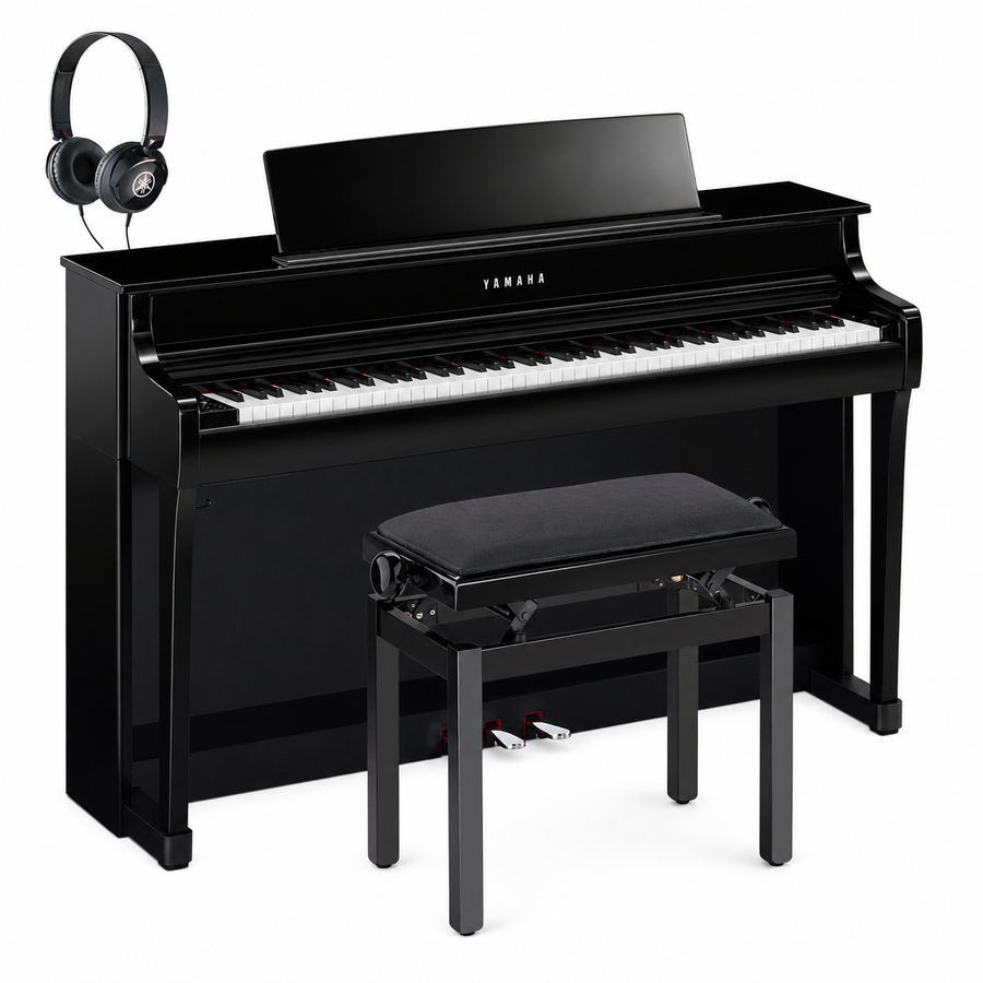 Yamaha CLP-845PE Clavinova Digital Piano Polished Ebony Bundle