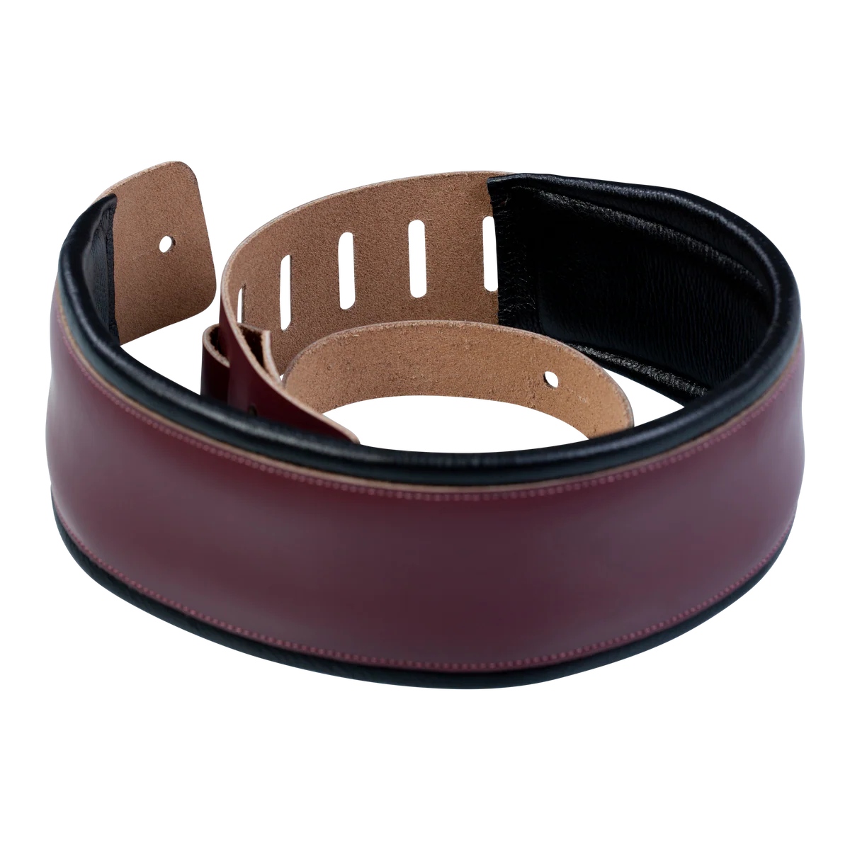 Levy's Larsen Deluxe Top Grain Leather w Garment Leather Back & Padding 3" - Burgundy Guitar Strap - Fair Deal Music