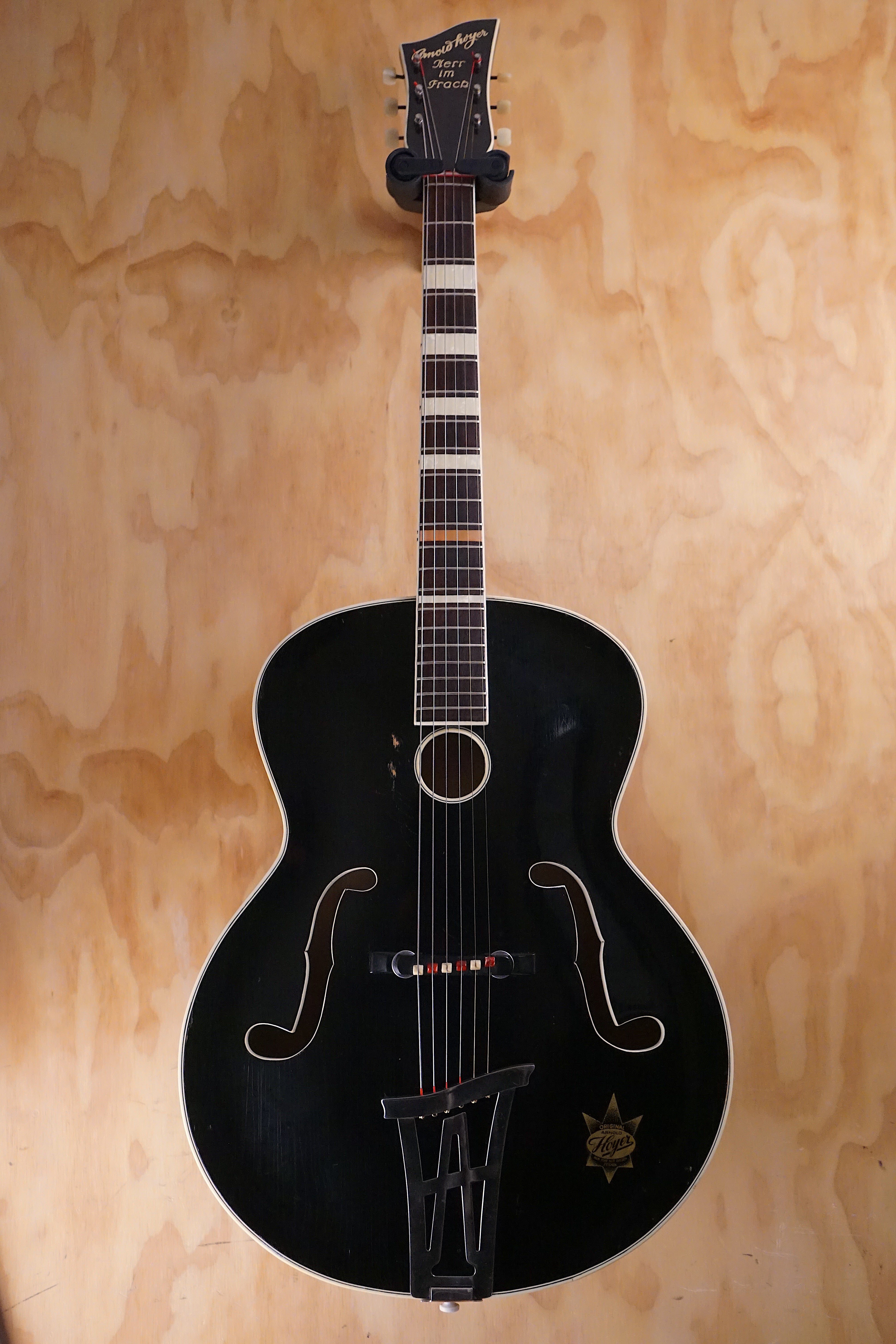 1950s Arnold Hoyer “Herr im Frack” in Black Hollow-body Guitar, (Used) - Fair Deal Music