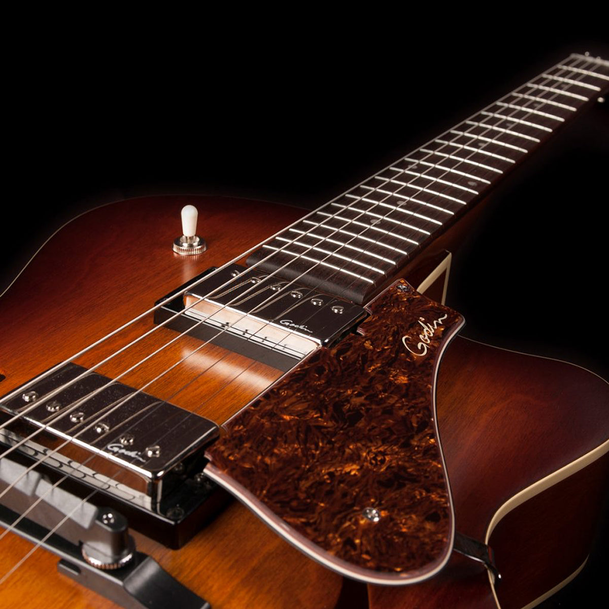 Godin 5th Avenue Semi-Acoustic Guitar ~ Cognac Burst Kingpin II HB - Fair Deal Music