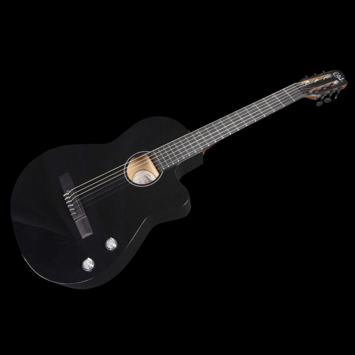 Godin Arena Pro Cutaway Bourbon Burst Nylon String Electro Guitar ~ Onyx Black with EQ - Fair Deal Music