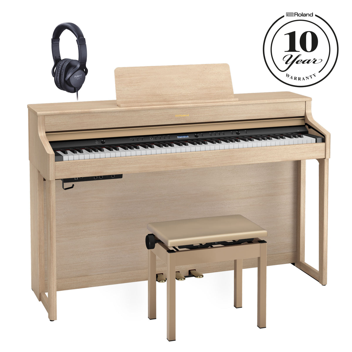 Roland HP702 Digital Upright Piano Light Oak Bundle - Fair Deal Music