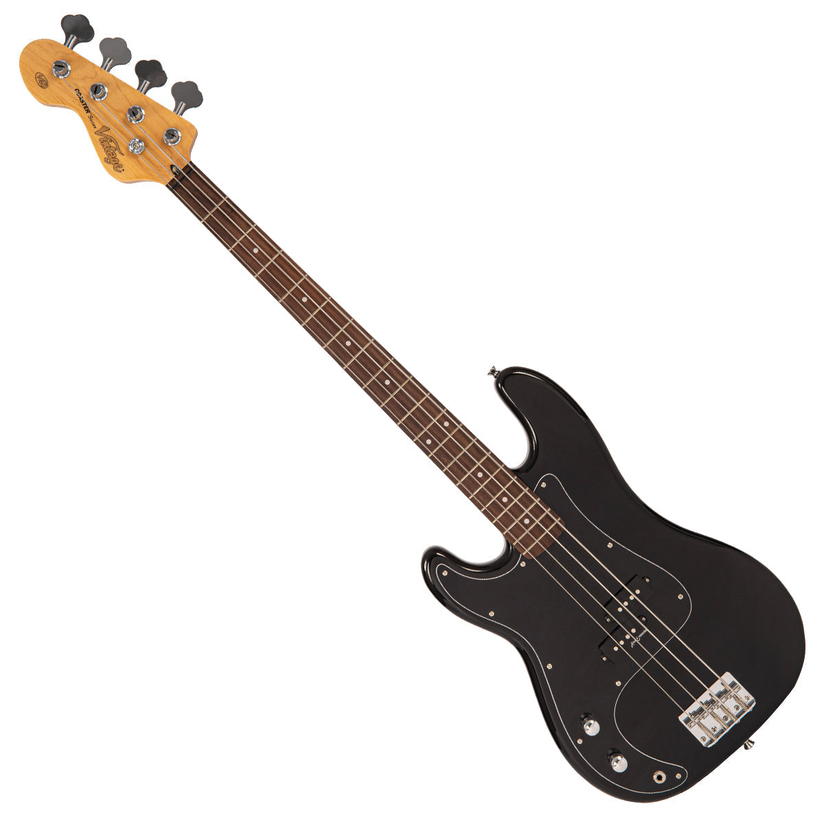 Vintage V40 Coaster Series Bass Guitar Pack ~ Left Hand Boulevard Black - Fair Deal Music