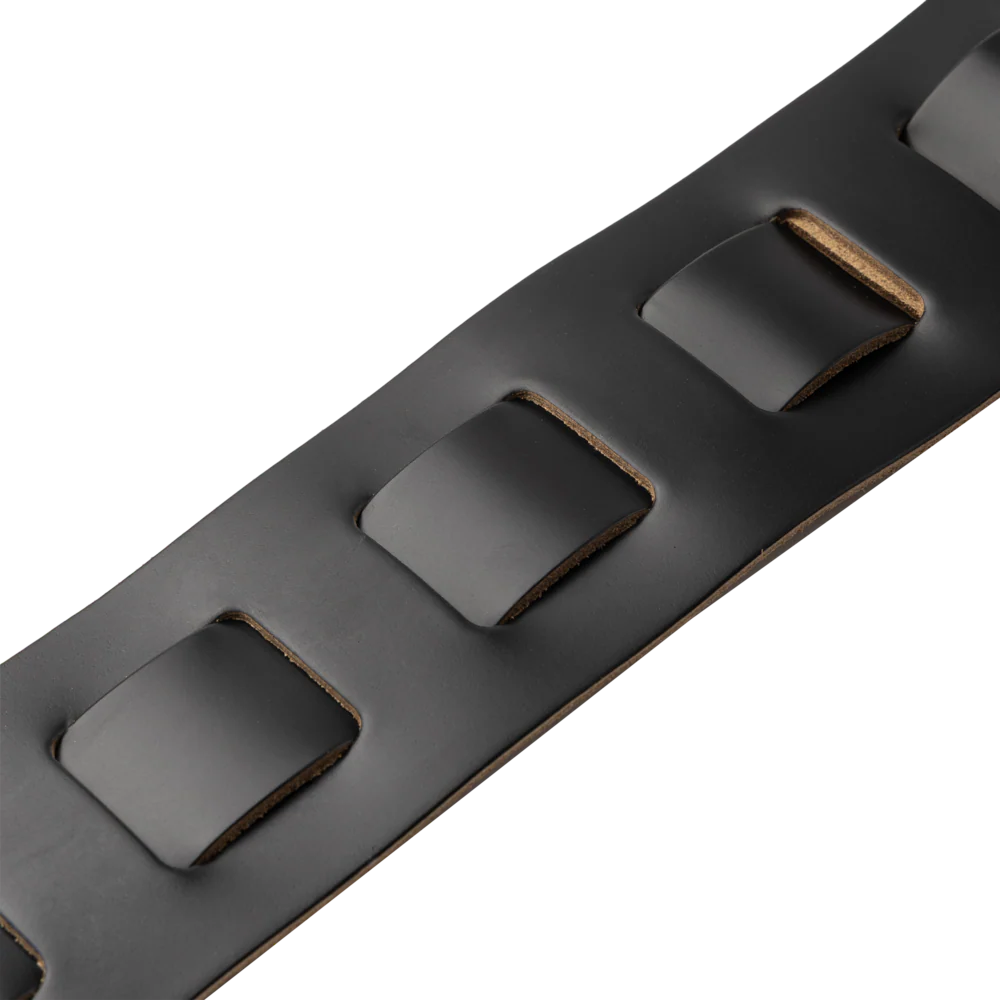 Levy's Amped Top Grain Leather Padded 3" - Black on Tan Guitar Strap - Fair Deal Music