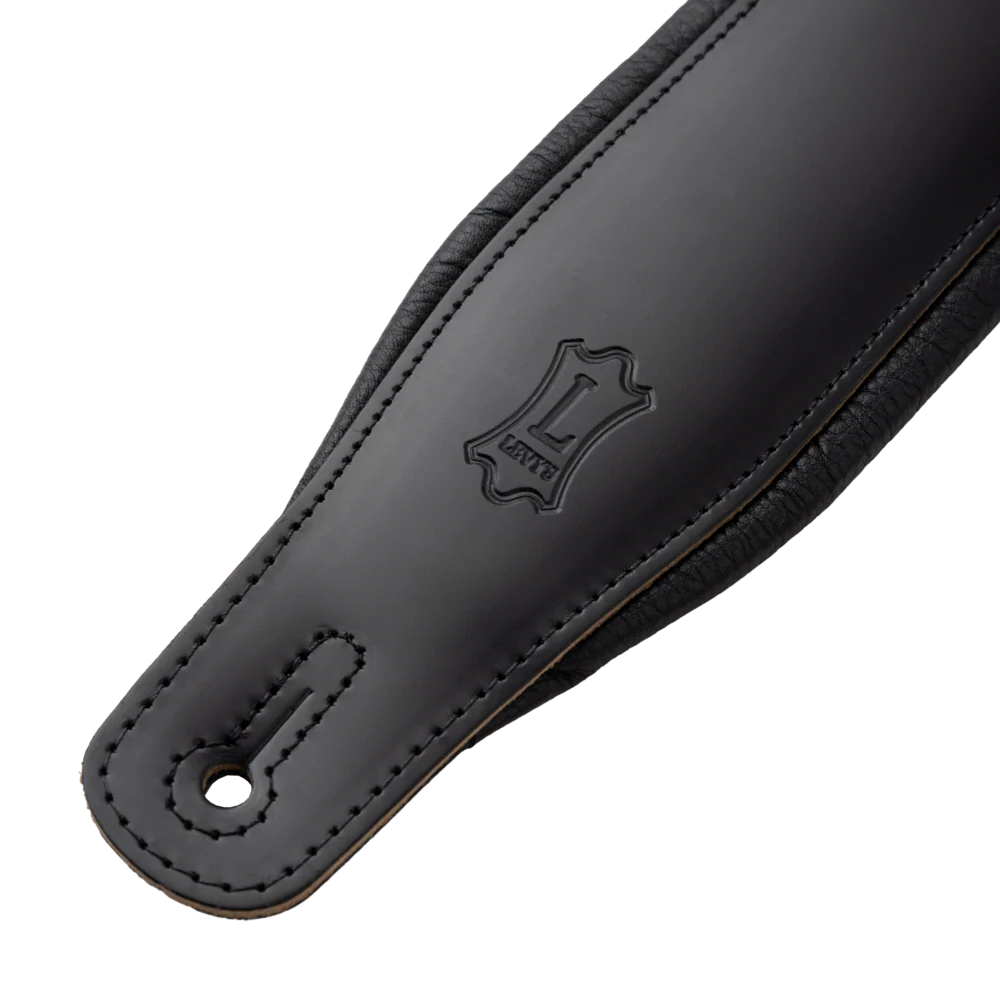 Levy's Amped Top Grain Leather Padded 3" - Black Guitar Strap - Fair Deal Music