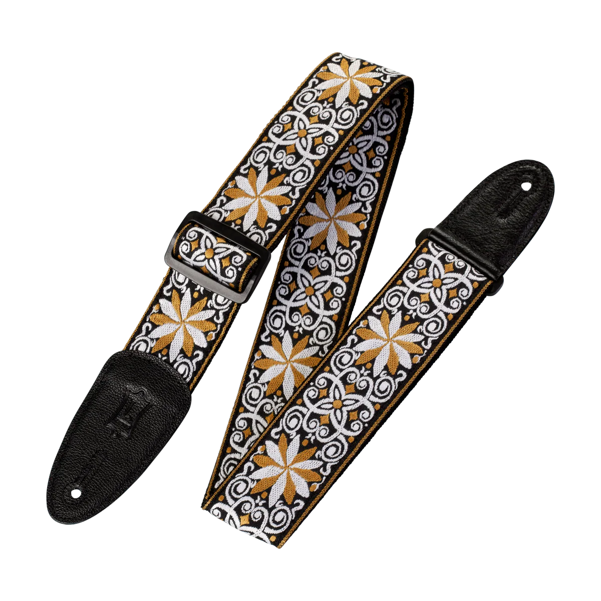 Levy's Hootenanny Jacquard Weave - Yellow and White Guitar Strap - Fair Deal Music