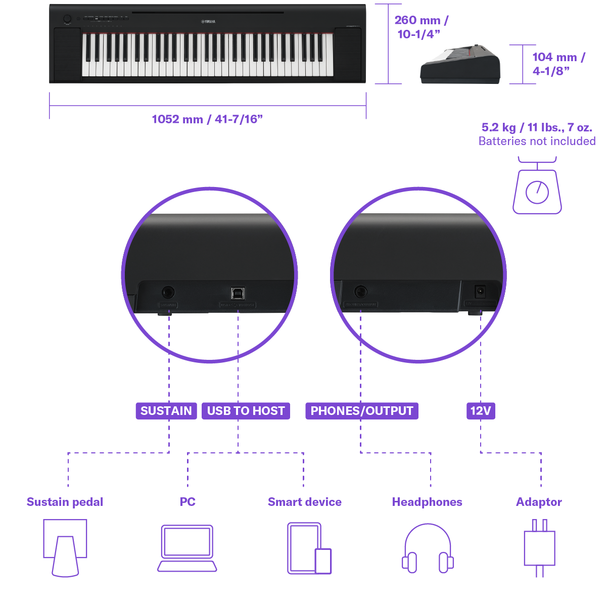 Yamaha NP-15B Piaggero Portable Piano Black Bundle - Fair Deal Music