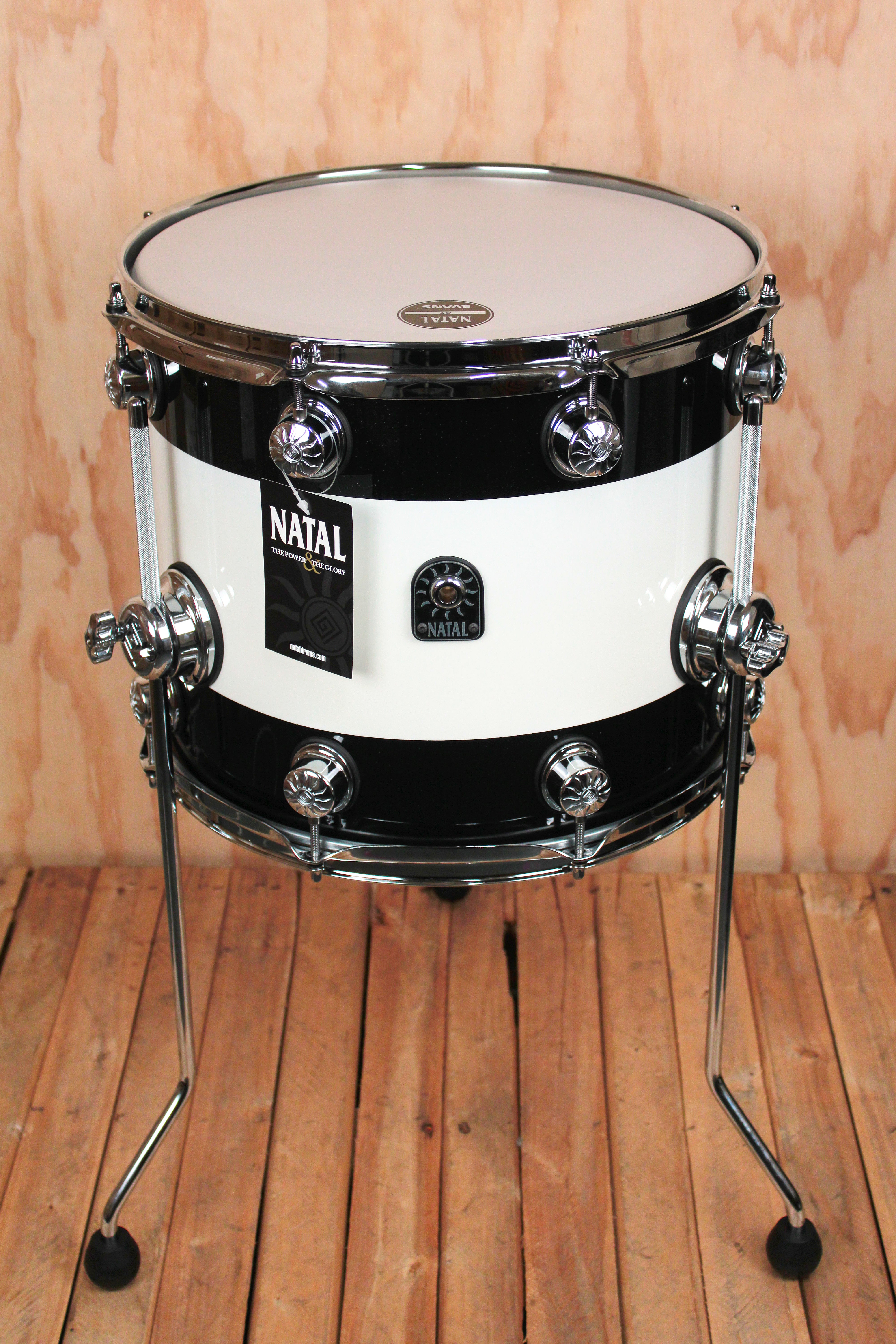 Natal Cafe Racer 14" x 12" Floor Tom, Black and White Split - Fair Deal Music