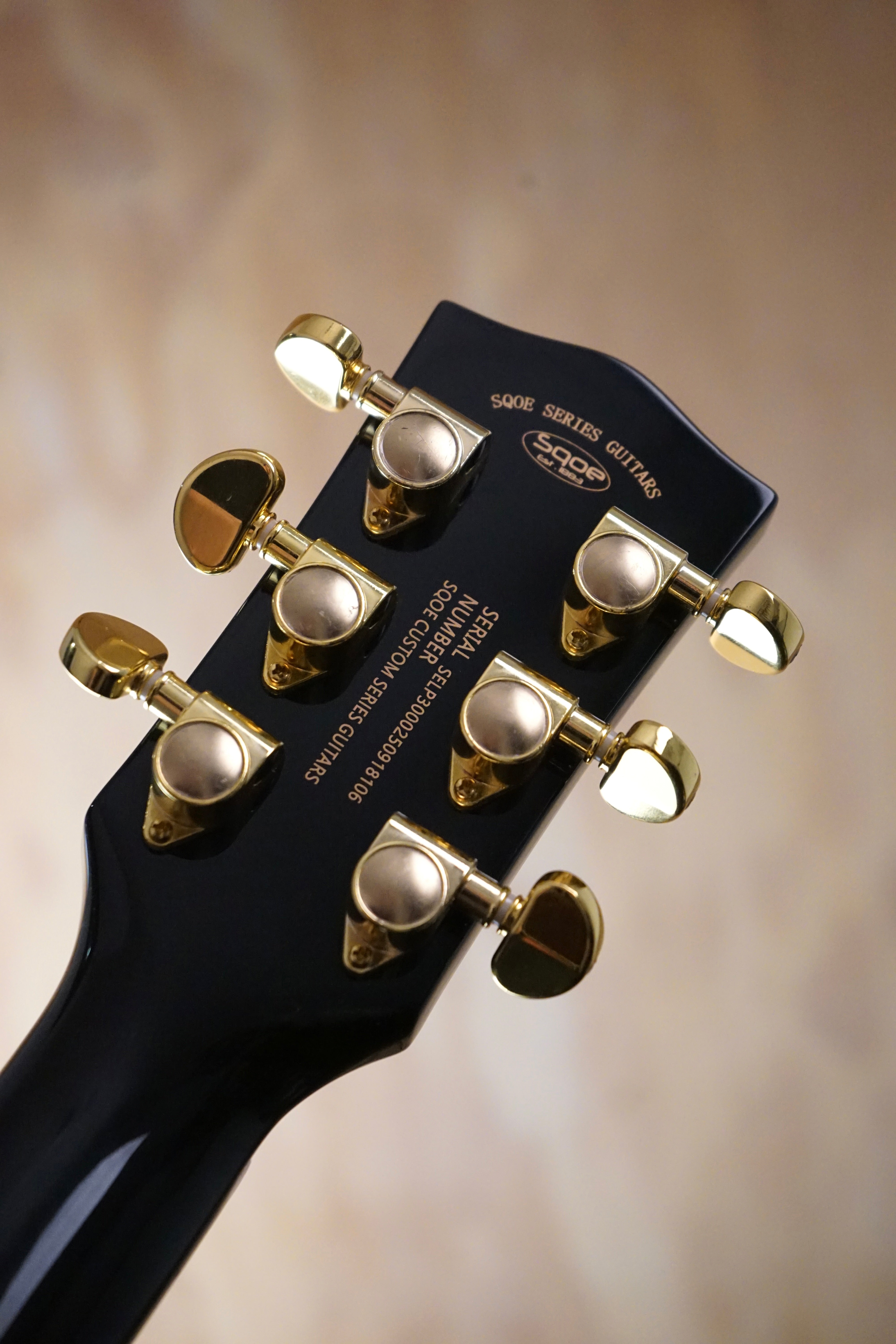 SQOE SELP300 LP Custom Style Guitar in Black - Fair Deal Music