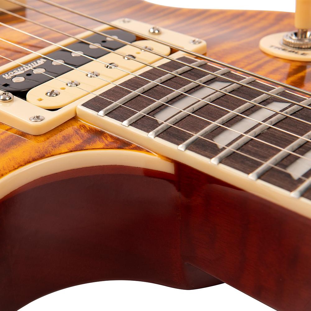 Vintage V100AFD ReIssued Electric Guitar ~ Flamed Amber - Fair Deal Music