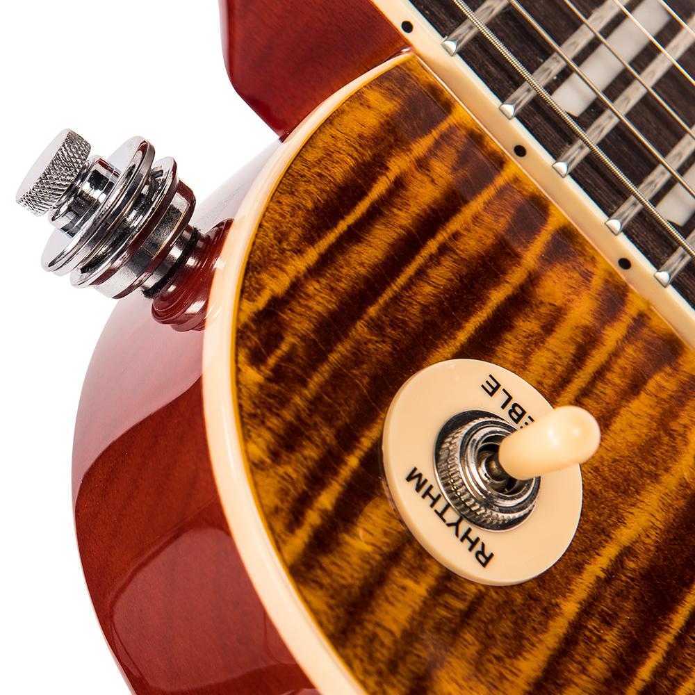 Vintage V100AFD ReIssued Electric Guitar ~ Flamed Amber - Fair Deal Music