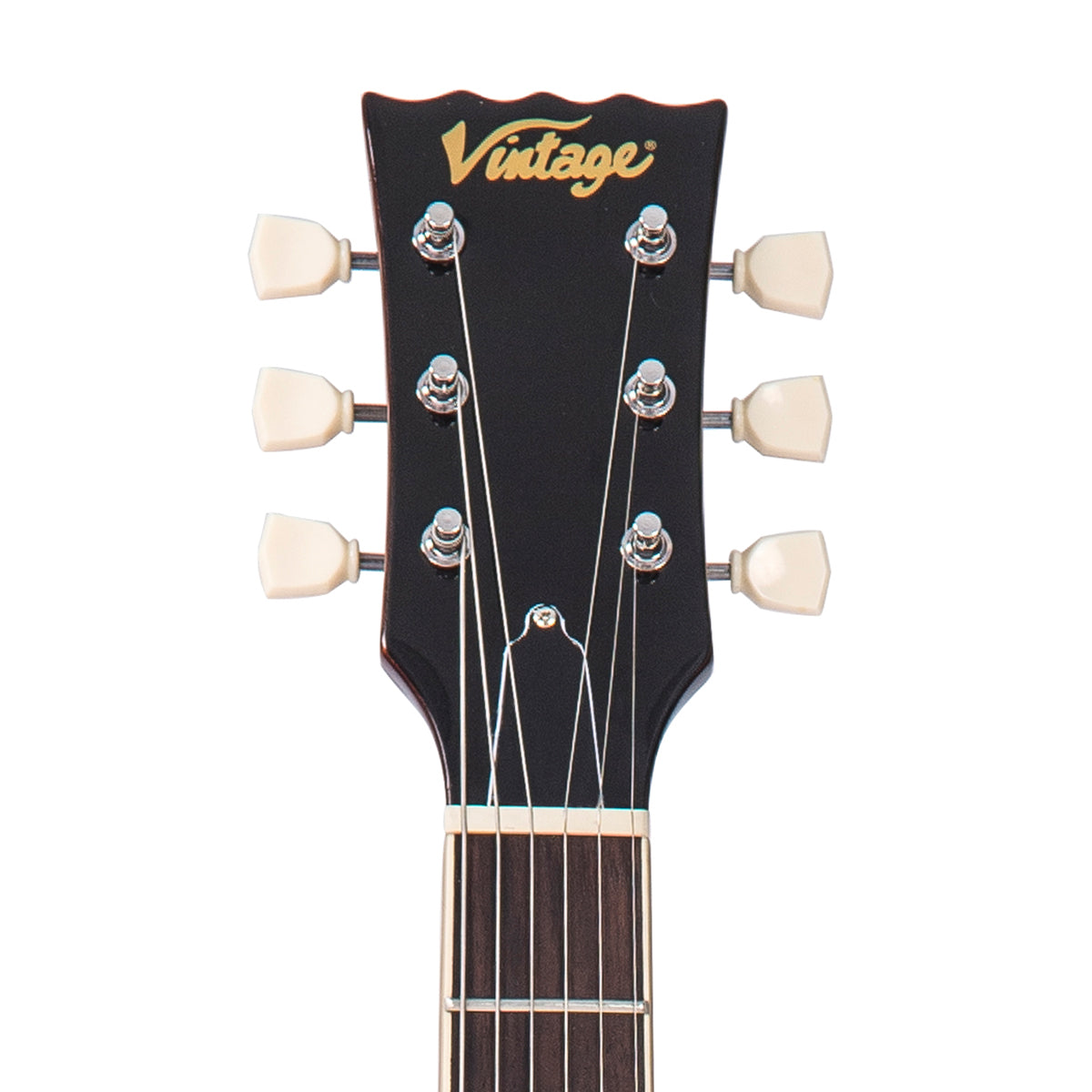 Vintage V100 ReIssued Electric Guitar w/Bigsby ~ Flamed Amber - Fair Deal Music