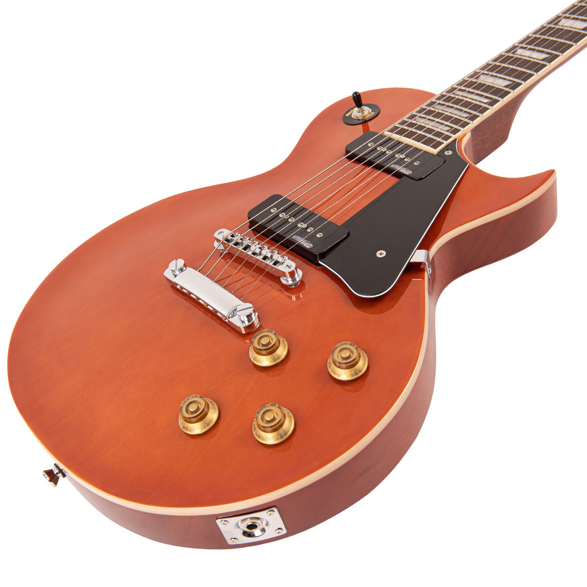 Vintage V100P ReIssued Electric Guitar ~ Natural Mahogany - Fair Deal Music