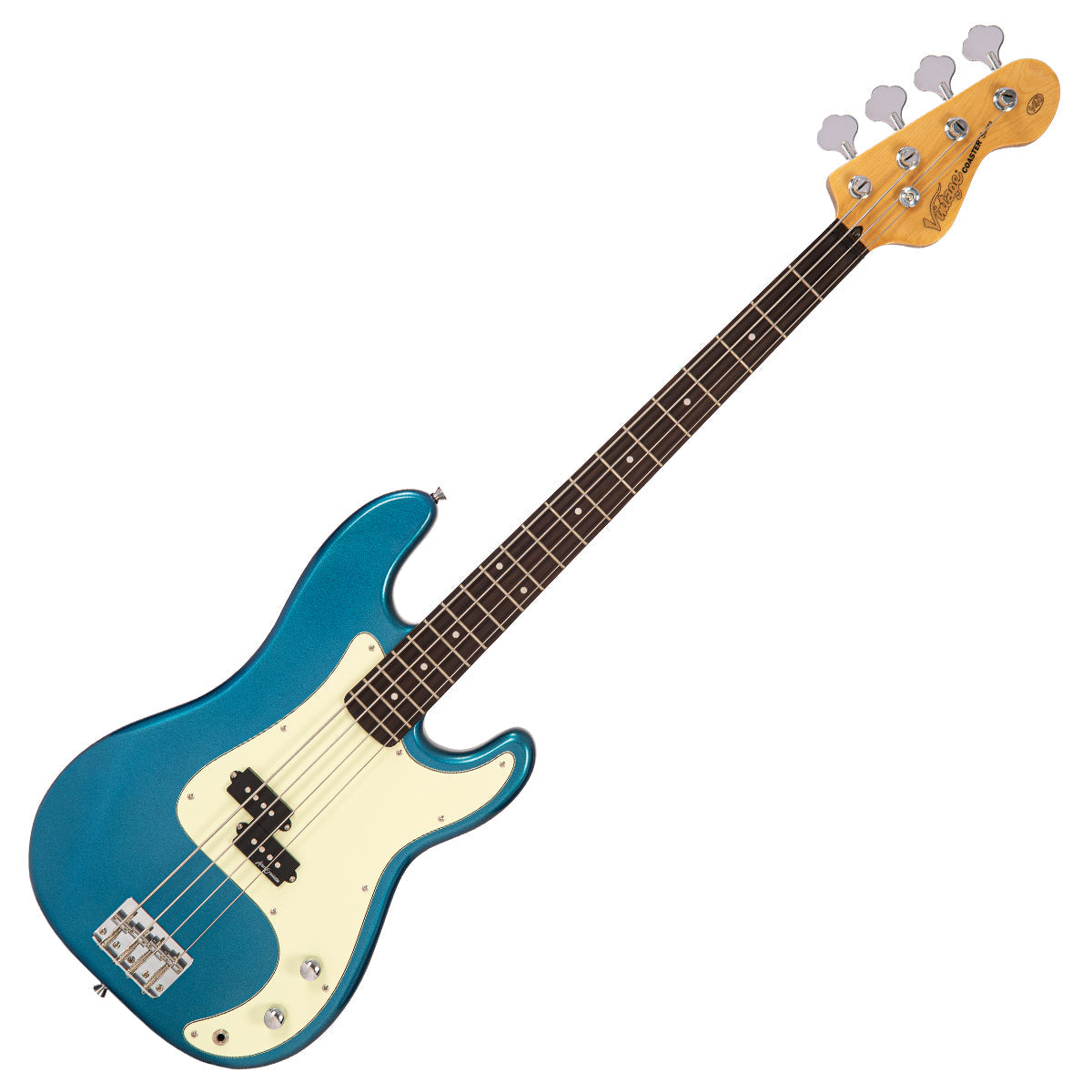 Vintage V40 Coaster Series Bass Guitar Pack ~ Candy Apple Blue - Fair Deal Music