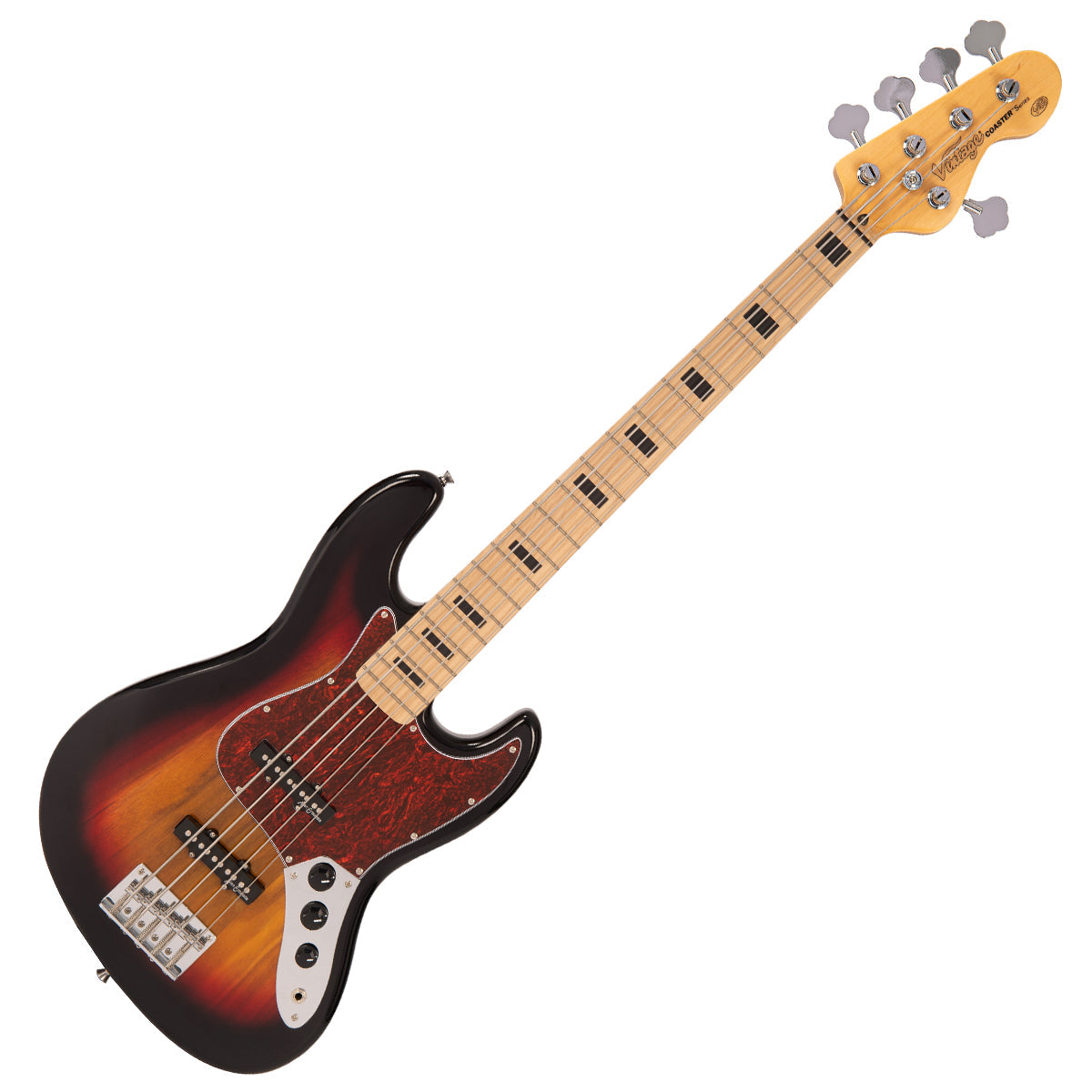 Vintage V495 Coaster Series 5-String Bass Guitar Pack ~ 3 Tone Sunburst - Fair Deal Music