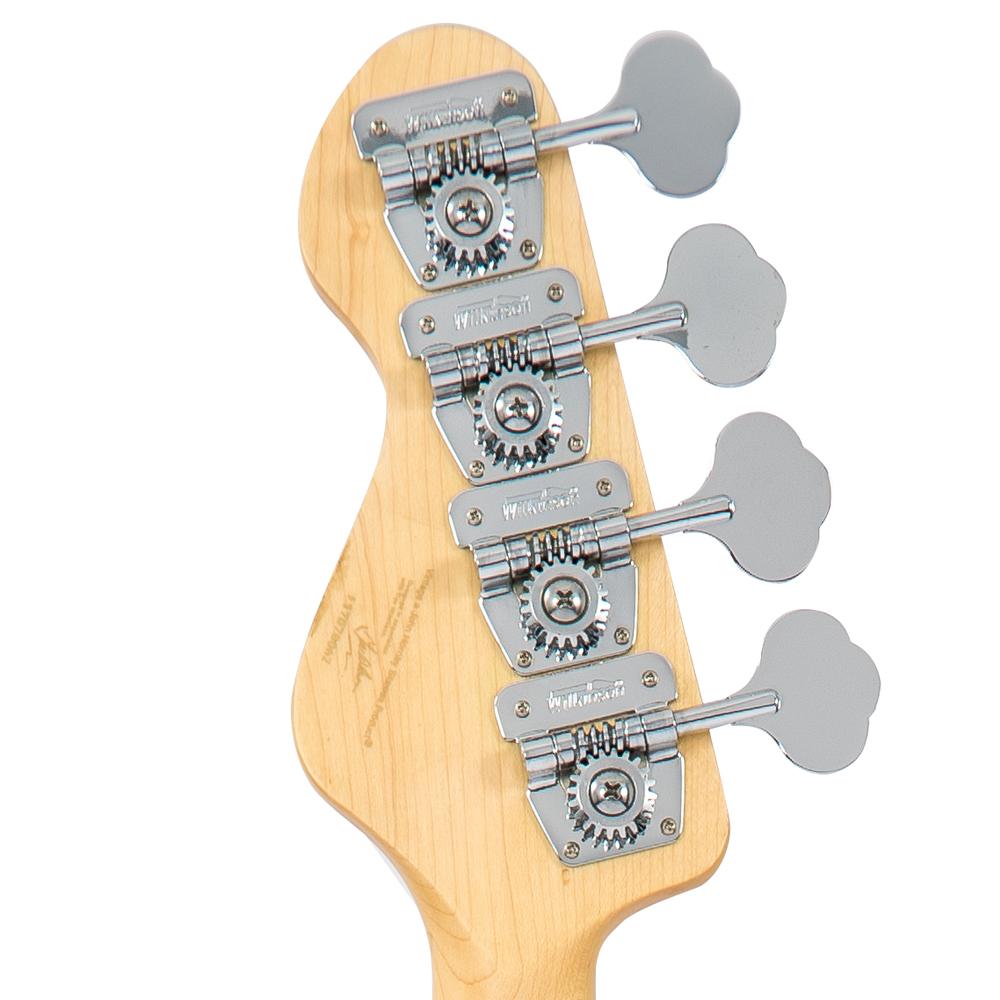 Vintage V4 ReIssued Maple Fingerboard Bass Guitar ~ Firenza Red - Fair Deal Music