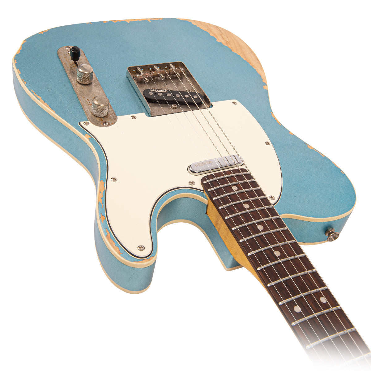 Vintage V66 Paul Rose Signature Electric Guitar ~ Distressed Gun Hill Blue - Fair Deal Music