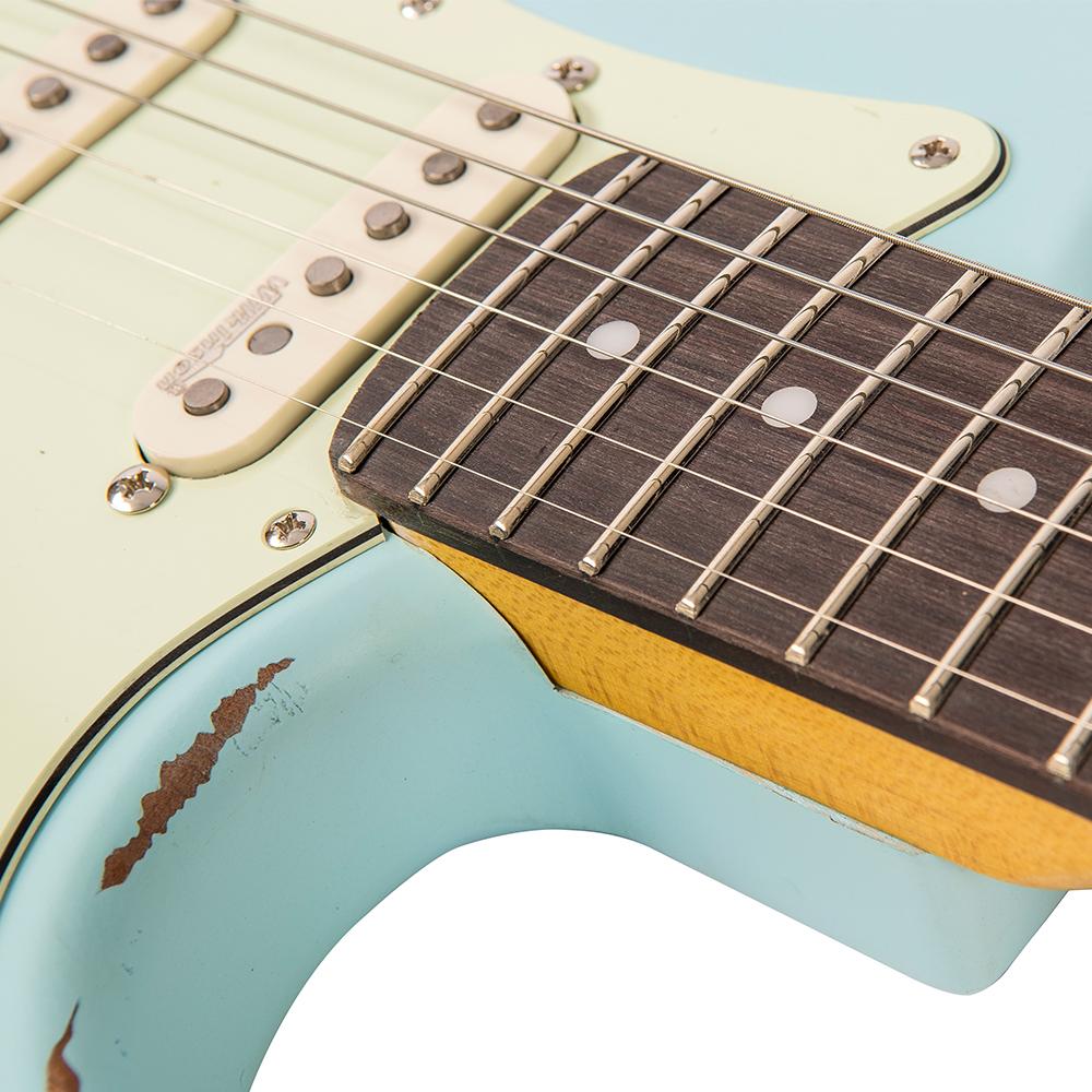 Vintage V6 ICON Electric Guitar ~ Distressed Laguna Blue - Fair Deal Music