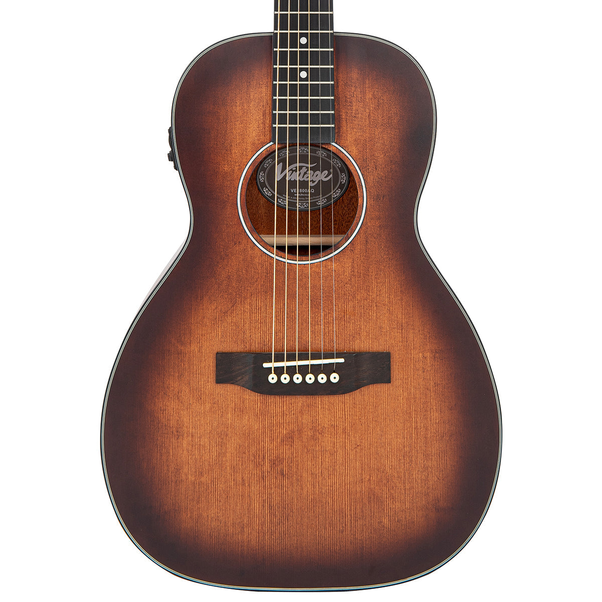 Vintage Stage Series 'Parlour' Electro-Acoustic Guitar ~ Antiqued - Fair Deal Music