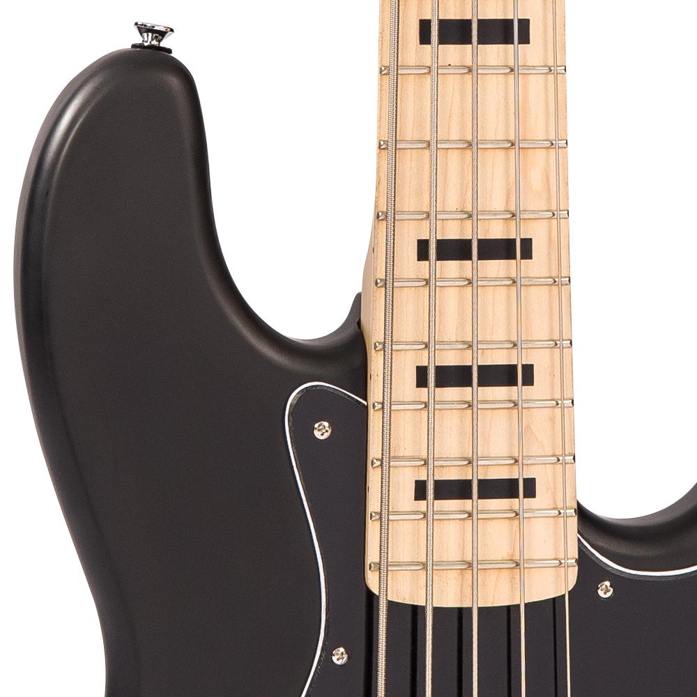 Vintage VJ75 ReIssued Maple Fingerboard Bass Guitar ~ 5-String ~ Black - Fair Deal Music