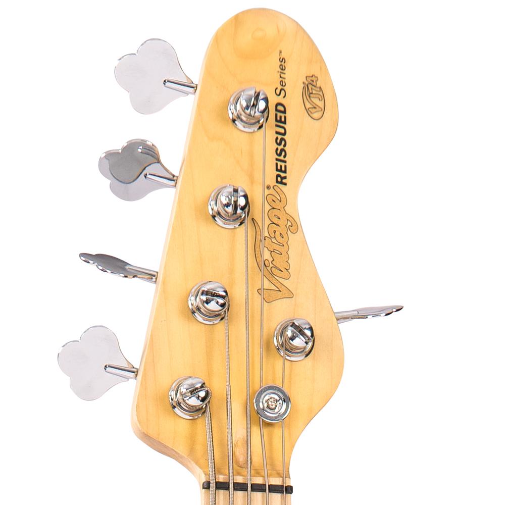 Vintage VJ75 ReIssued Maple Fingerboard Bass Guitar ~ 5-String ~ Black - Fair Deal Music