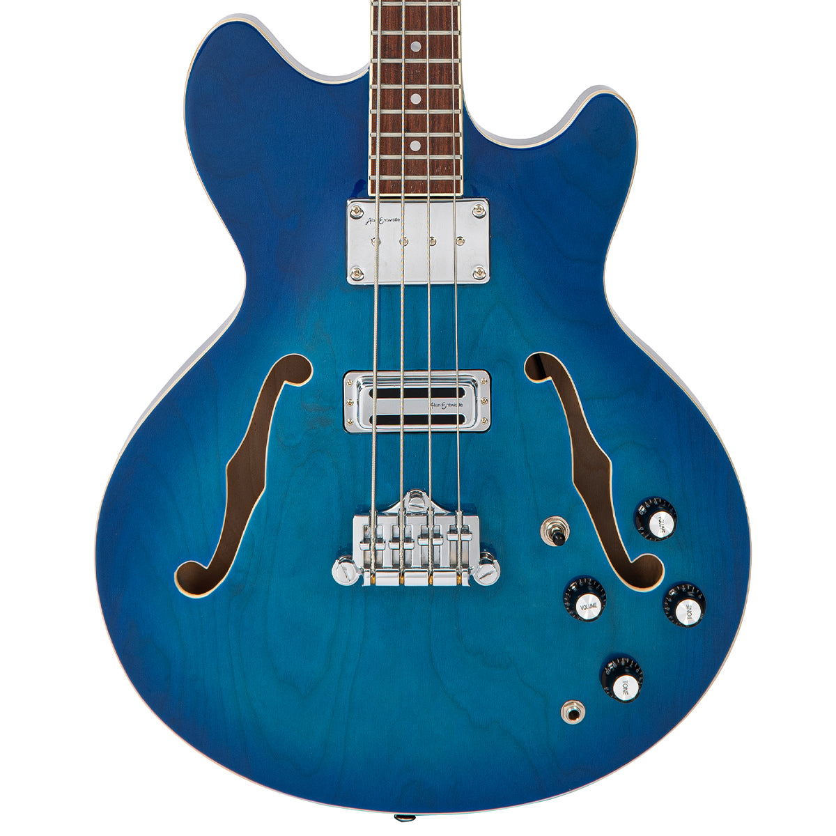 Vintage REVO Series 'Supreme' Semi Acoustic Bass ~ Blueburst - Fair Deal Music