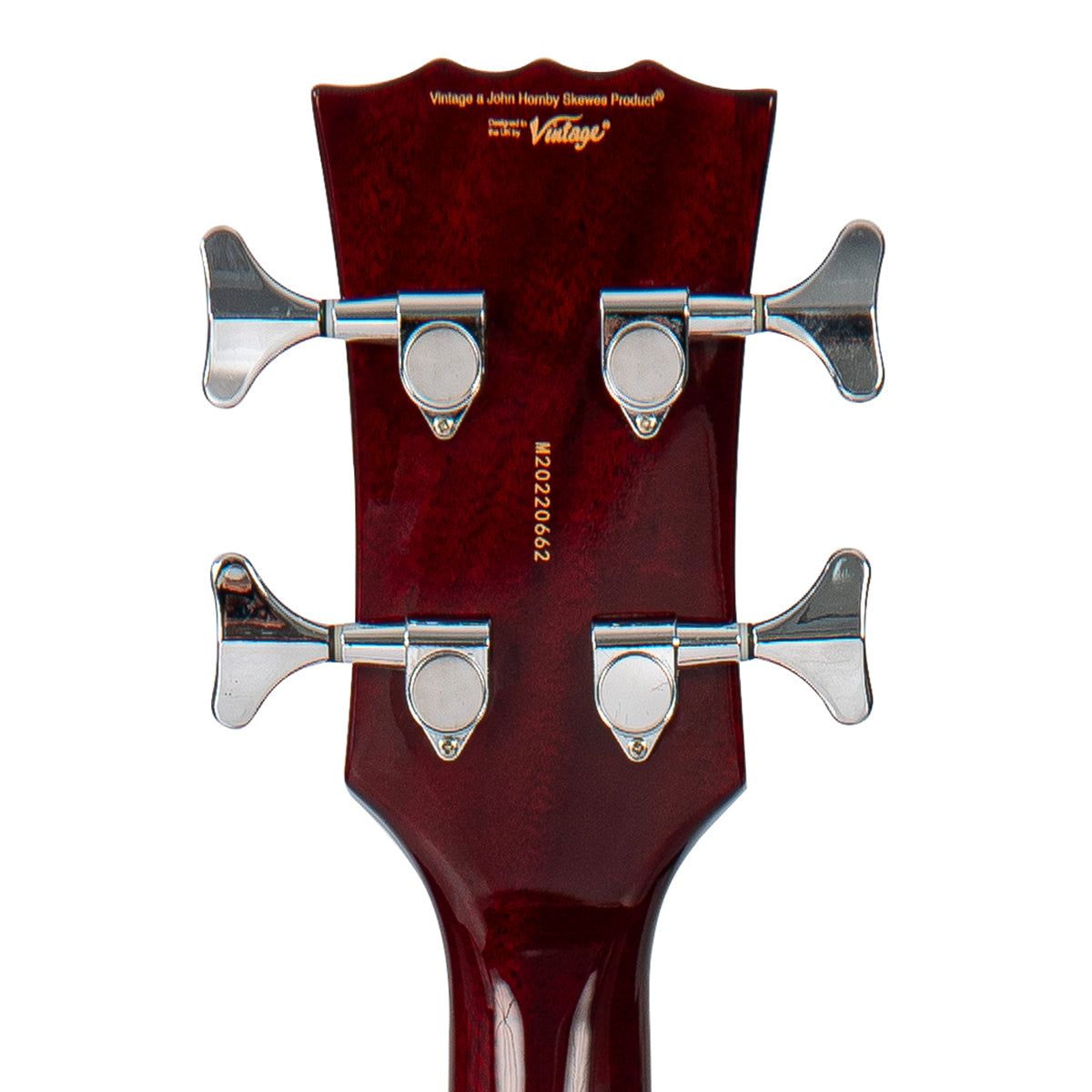 Vintage REVO Series 'Supreme' Semi Acoustic Bass ~ Cherry Red - Fair Deal Music
