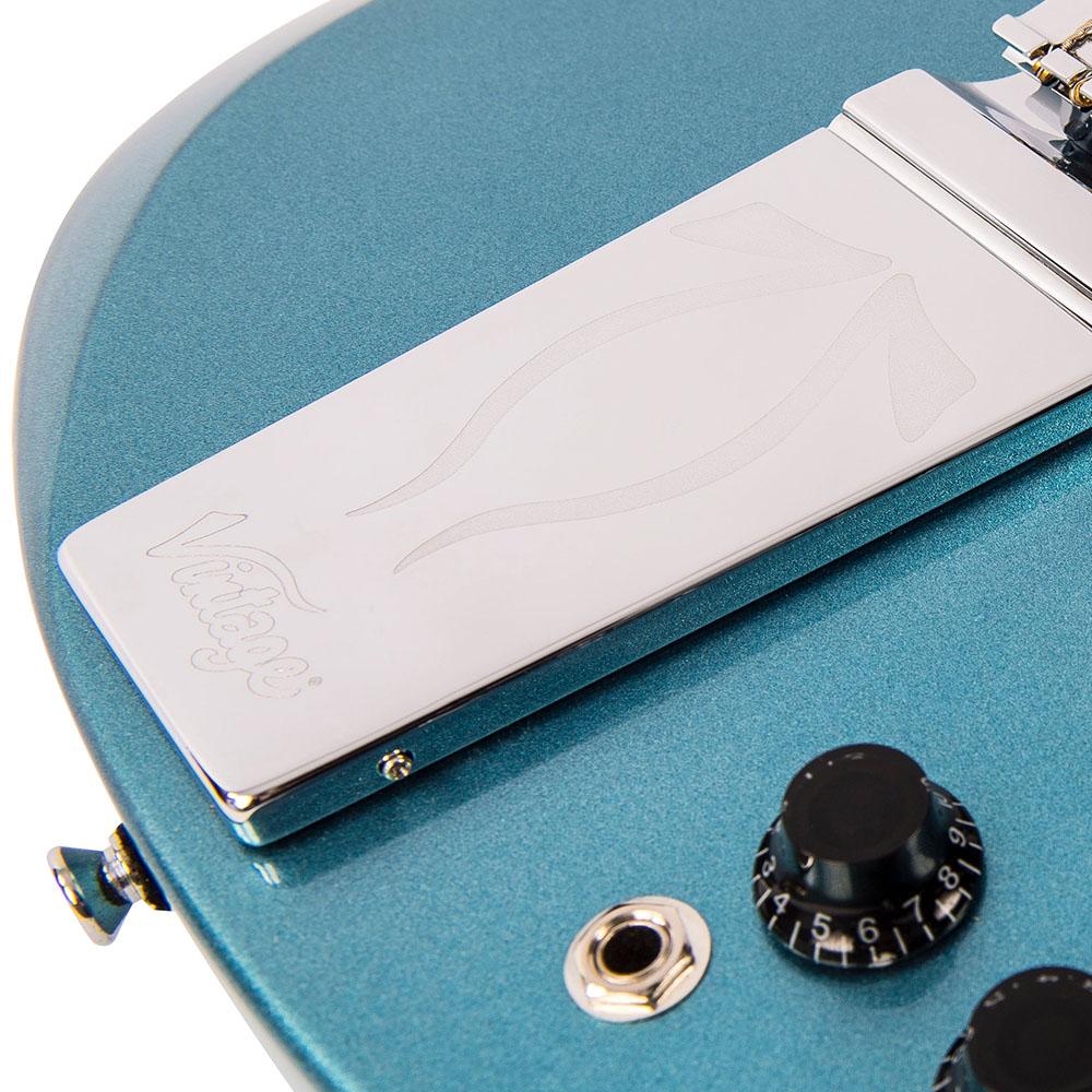 Vintage VS6V ReIssued with vintage style Vibrato ~ Gun Hill Blue - Fair Deal Music