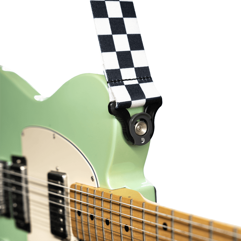 D'Addario Auto Lock Guitar Strap, Skater Checkerboard - Fair Deal Music