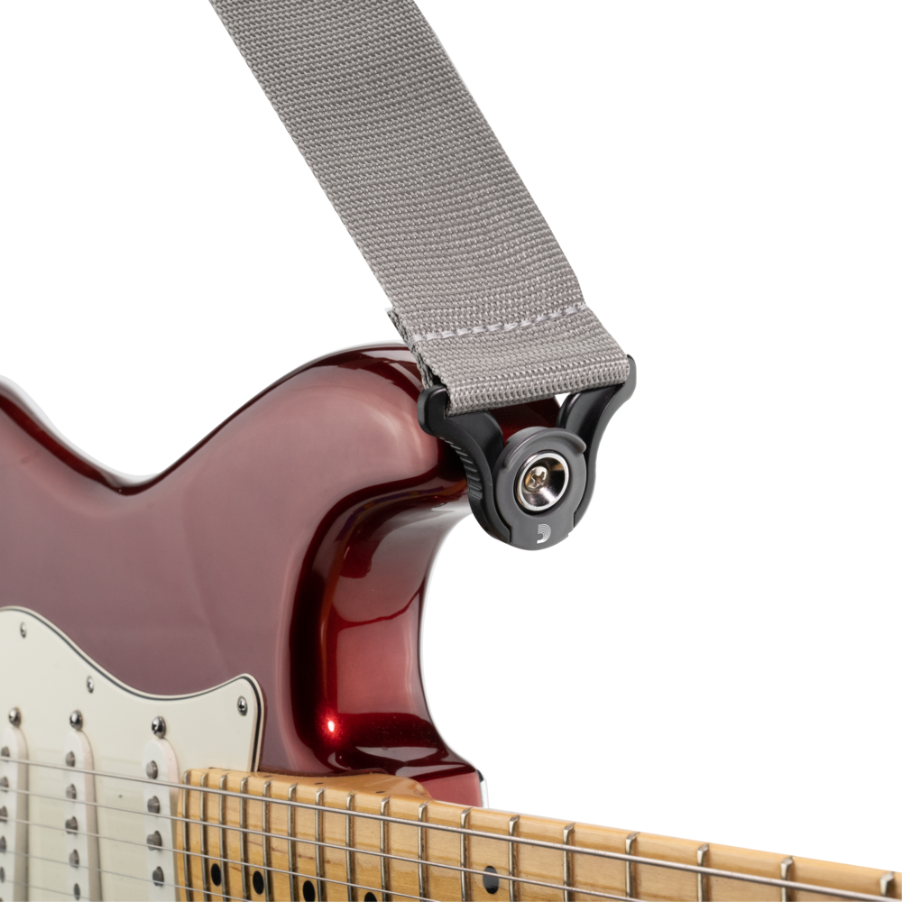 D'Addario Auto Lock Polypro Guitar Strap, Silver - Fair Deal Music