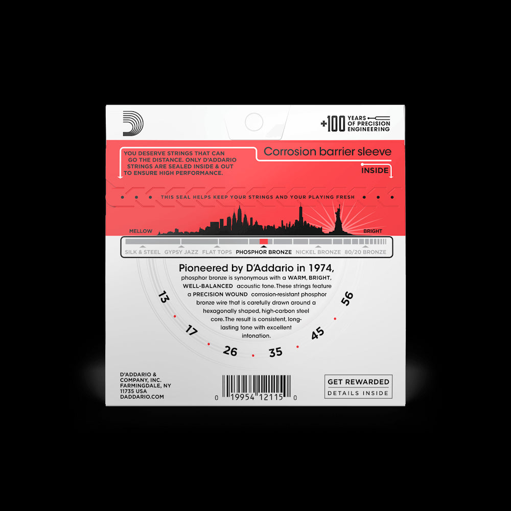 D'Addario EJ17-3D Phosphor Bronze Acoustic Strings, Medium 13-56, 3 Pack - Fair Deal Music