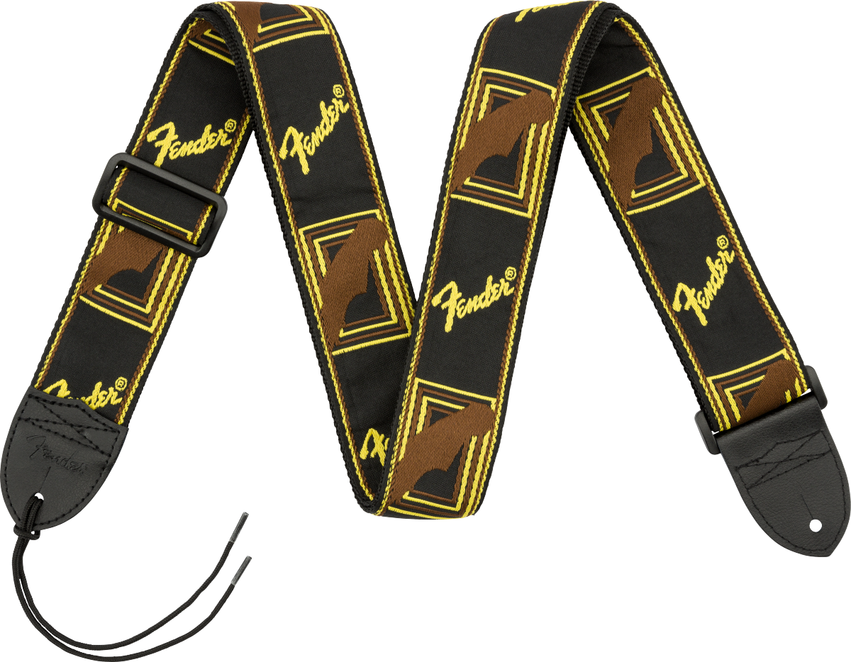 Fender 2" Monogrammed Guitar Strap, Black / Yellow / Brown - Fair Deal Music