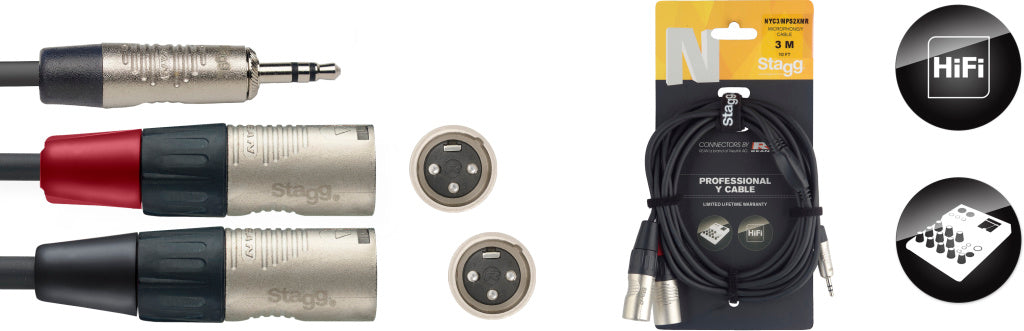 Stagg NYC3/MPS2XMR 3M/10F SPLIT minST PL-2XLRm DL - Fair Deal Music