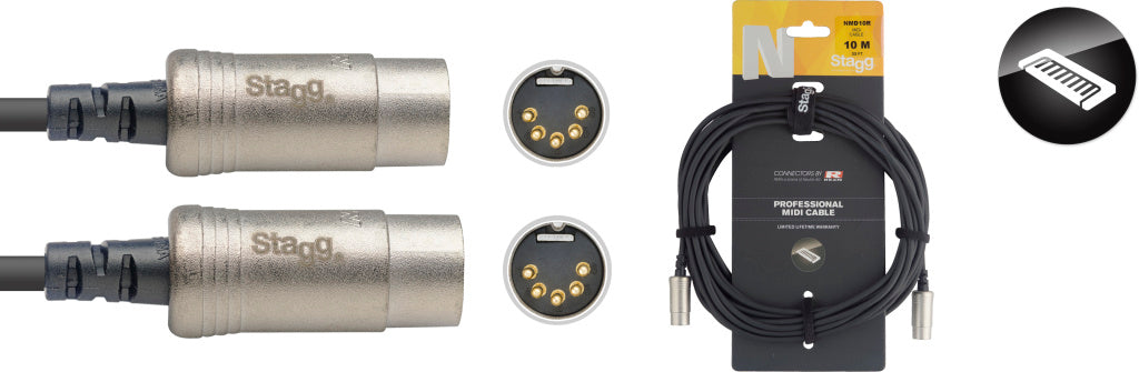 Stagg NMD10R 10M/33FT MIDI CABLE DINm DLX - Fair Deal Music