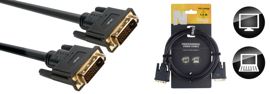 Stagg NVC1,5DVIDM 1.5M/5FT DVI CABLE-DUAL LINK M - Fair Deal Music
