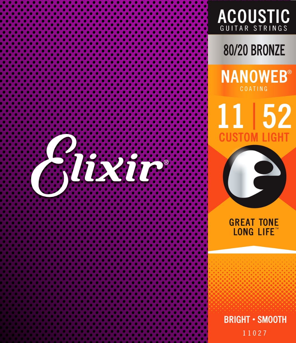 Elixir E11027 80/20 Nanoweb Custom Light Acoustic Strings, 11-52 - Fair Deal Music